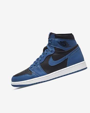 Trampki Męskie Nike Air Jordan 1 Retro High OG Ciemny Niebieskie Białe Czarne | PL_4671