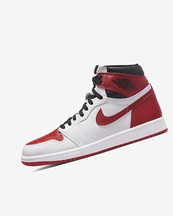 Trampki Męskie Nike Air Jordan 1 Retro High OG Białe Czarne Czerwone | PL_5114