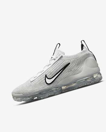 Trampki Męskie Nike Air VaporMax 2021 FK Białe Czarne Metal Srebrne Białe | PL_2376