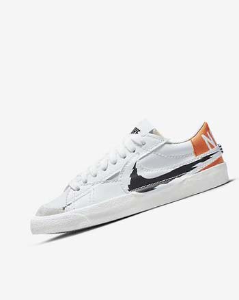 Trampki Męskie Nike Blazer Low '77 Jumbo Białe Białe Pomarańczowe Czarne | PL_4747