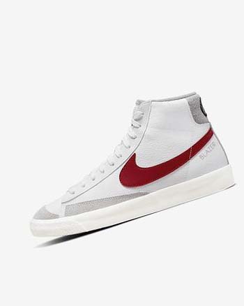 Trampki Męskie Nike Blazer Mid '77 Białe Głęboka Szare Czerwone | PL_4660